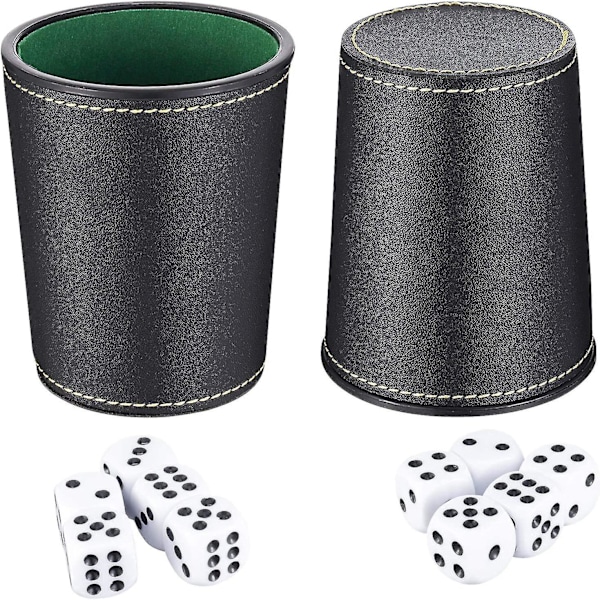 Läder Tärningskopp Set, Läderimitation Tärningskopp Skakare Med 10 Prick Tärningar För Spela Spel Fest Leksak Presenter (2 st)
