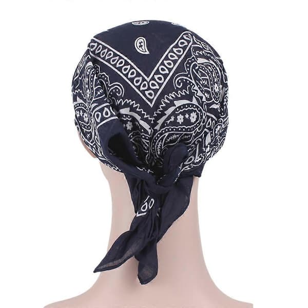Dame blomstertrykk Bandana-lue Pustende Lett Retro Uformell Hodeplagg (D) Black