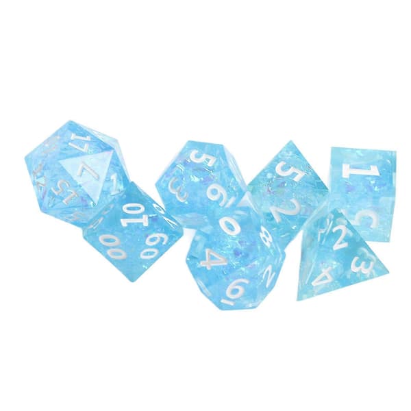 7 stk. Resin RUNFNG D&D Terninger Legetøj Polyhedral Terningesæt Transparent Bordspil Terningesæt til Rollespil 25-26s[D] White Number