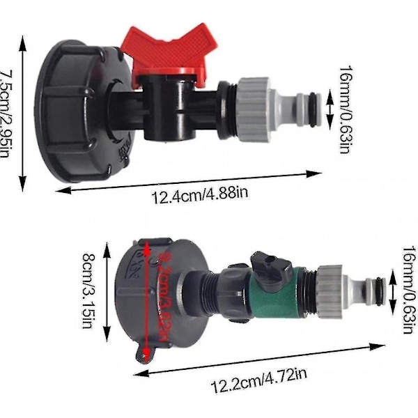 S60x6 IBC Vattentank 1000l Tonhink Switch-Koppling Trädgårdsslang Koppling (Endast Kran WCP