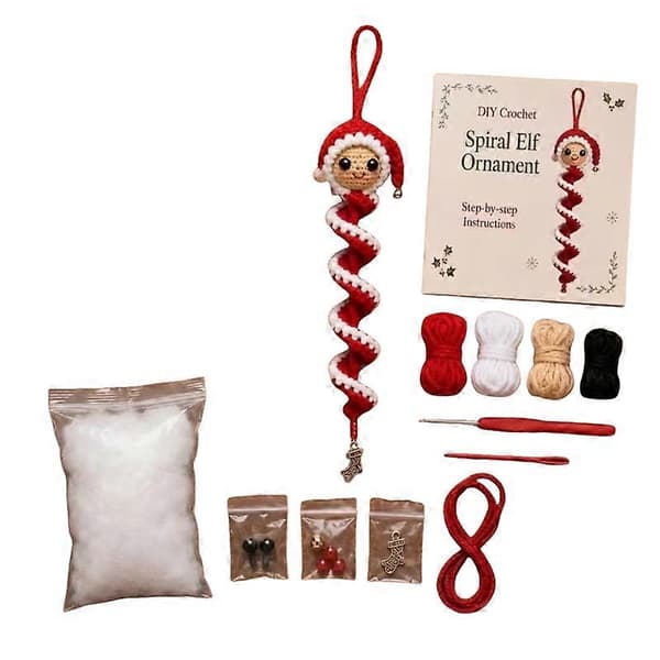 Spiralformet blødt garn hæklet ornament DIY-sæt, håndlavet håndværkssæt til gave (D) Style 3