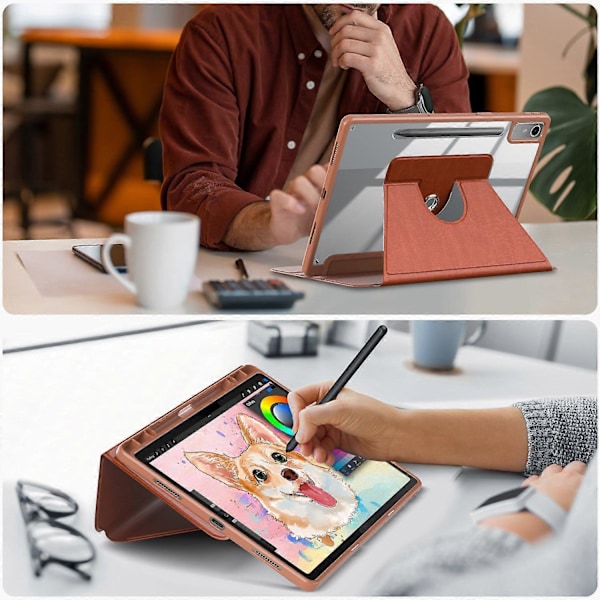 Fodral för Lenovo Tab P12 TB371FC Läder+Akryl+TPU Stativ Tabletskydd med Auto Väcka/Sova