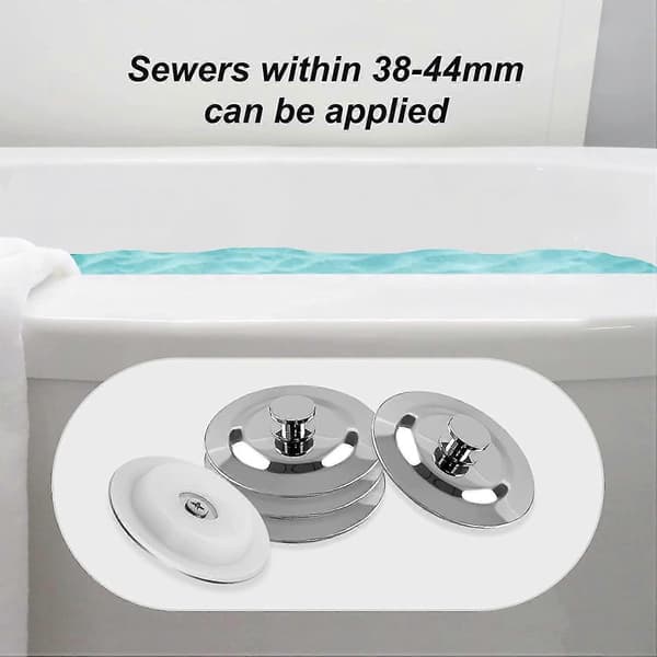 44 mm diskbänksplugg, diskbänksplugg i rostfritt stål, lättgreppad diskbänksplugg för badrum, kök, diskho (1-pack) [D]