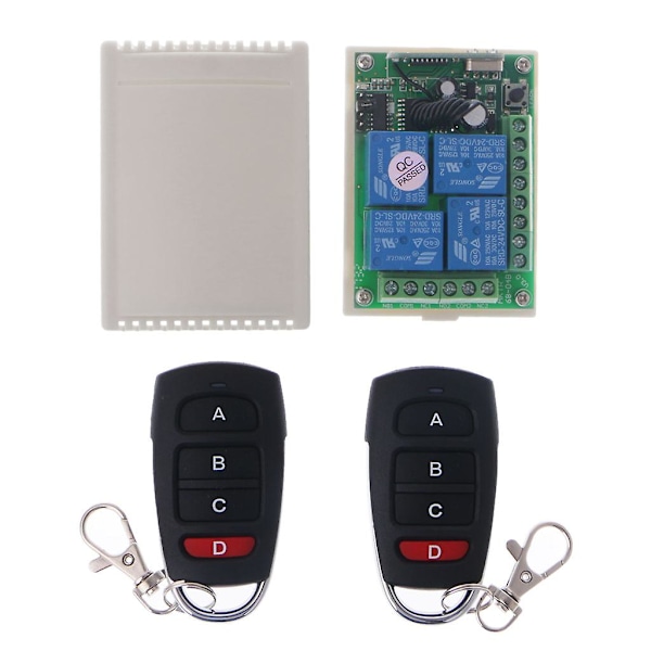 Fjärrkontrollsystem för DC 24V 4-kanals 4CH RF trådlös fjärrkontroll - Mottagare + Sändare 315MHz för bilgarageport