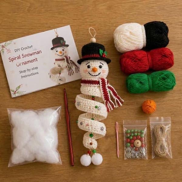 Spiralformet blødt garn hæklet ornament DIY-sæt, håndlavet håndværkssæt til gave (D) Style 1