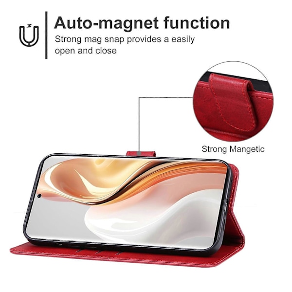Lærtelefonveske for Ulefone Note 17 Pro Red