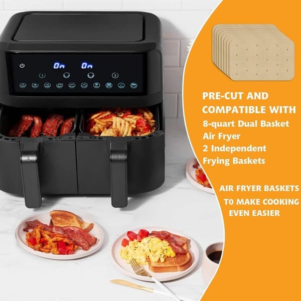 Perforeret bagepapir til airfryer, pakke med 100 non-stick ark for optimal luftcirkulation Silicone