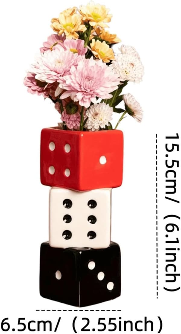 Geometrisk terningformet vase til blomsterarrangementer – Harpiksdekoration til tørrede blomster – Ideel til stuen (D)