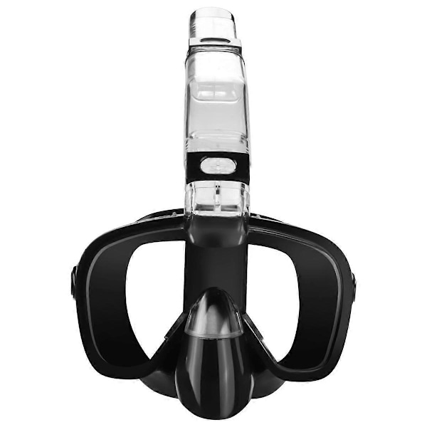 Snorkelmaske Foldbar Dykmaske Sæt med Tør og Kameramontering, Anti-Dug Professionel Snorkling G[D] Black