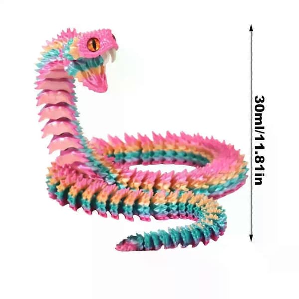 3D Orm Leksaker Ledade Tryckta Djur Flexibel Led Bordsdekor Modell Sensorisk Realistisk Djur[D] Pink