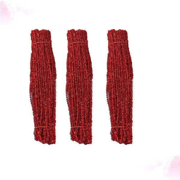 300 st DIY Böjbara Glitterpinnar Fina Vridbara Glitterstänger Böjbara Stänger DIY Julpinnar (Röd)[D]