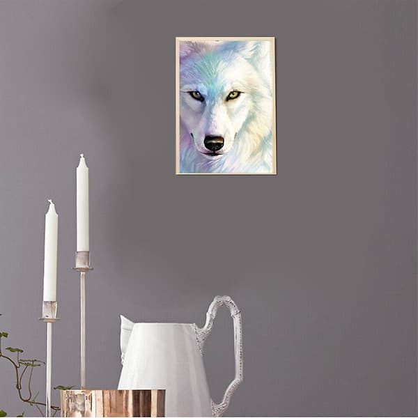 5D Full Drill Diamantmaleri Rhinestone Hvitt Ulvehode Sett Kunst For Barn[D]