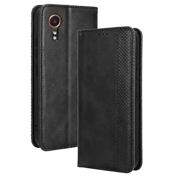 Til Samsung Galaxy Xcover 7 Wallet Case PU Læder Stand Retro Telefon Cover[D] Black