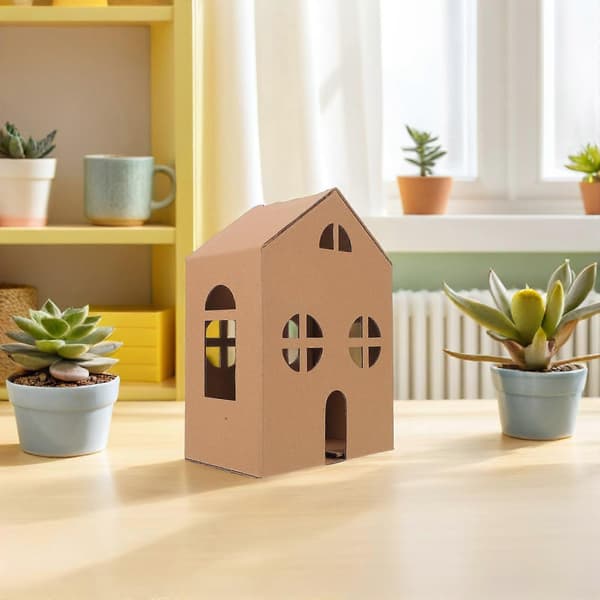 Papphus-kit för barn för DIY 6 st Obehandlat julpysselprojekt[D]