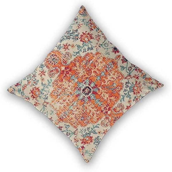 Brændt Orange Boho Pyntepudebetræk 18x18 Sæt Med 2, Tæppe Etnisk Mønster Pudebetræk Boheme Rustik Bondehus Pude