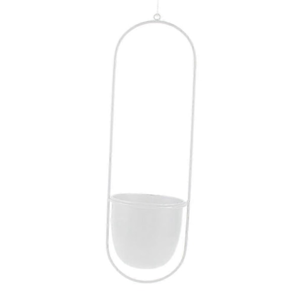 Nordisk Vägg Modern Stil Metall Växt Hängare Minimalistisk Plantering Mid Century Blomkruka för inomhus och utomhus (Rund Form)[D] White