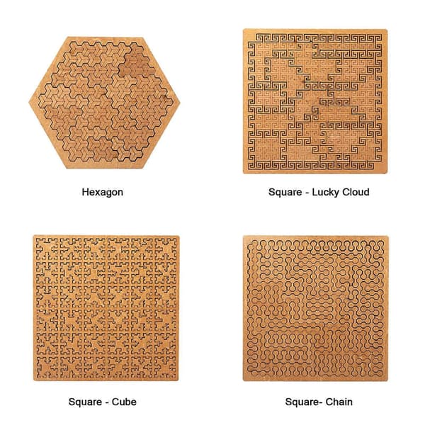 Hexagonala Träpussel för Barn Utmanande Pussel Trä Brain Teasers Barnpussel[D]