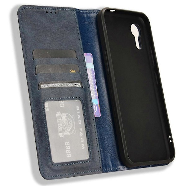 Plånboksfodral för Samsung Galaxy Xcover 7 PU Läder Ställ Retro Telefonskal[D] Blue