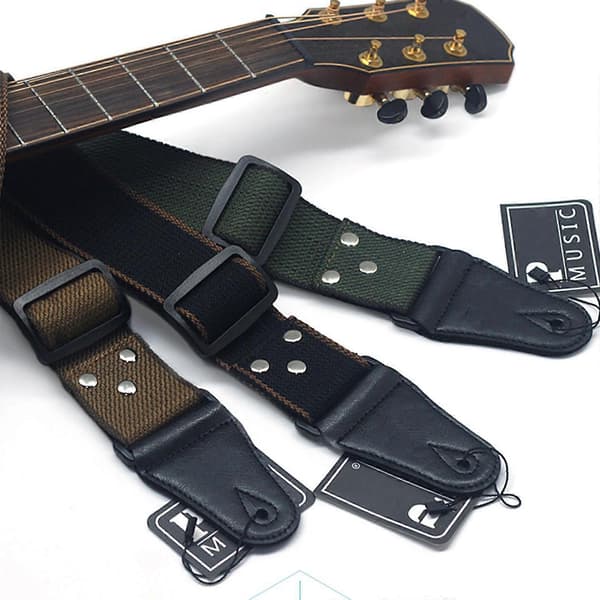 Justerbar Gitarrrem, Bekväm PU Läder Ändar Väv Gitarr Axelrem för Akustisk och Elgitarr Bas[D] Yellow