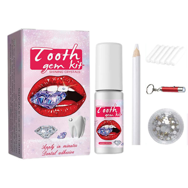 Tand Faux-Ädelsten Kit Glansig Finish Självhäftande Dekorativa Tandprydnader DIY Tandskönhet Faux-Ädelsten[D] 1