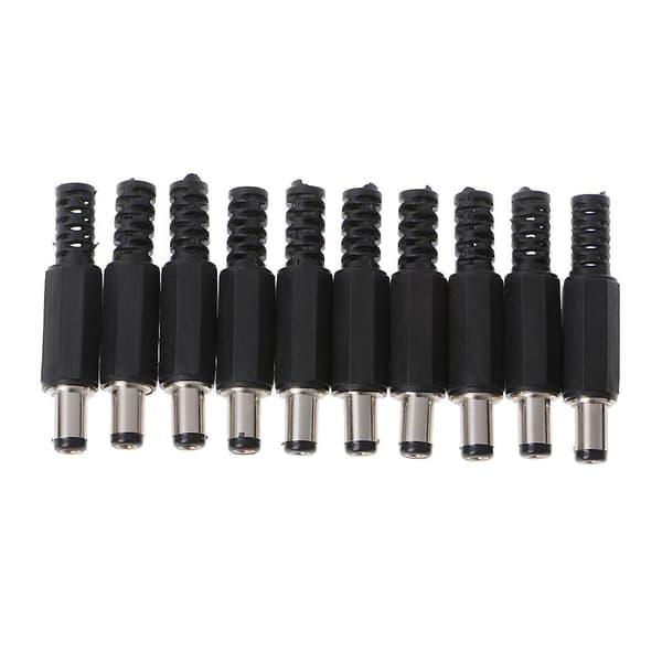 10 stk. 5,5x2,5 mm han til DC In-Line stikdåse jackstik adapter plastik C[D]