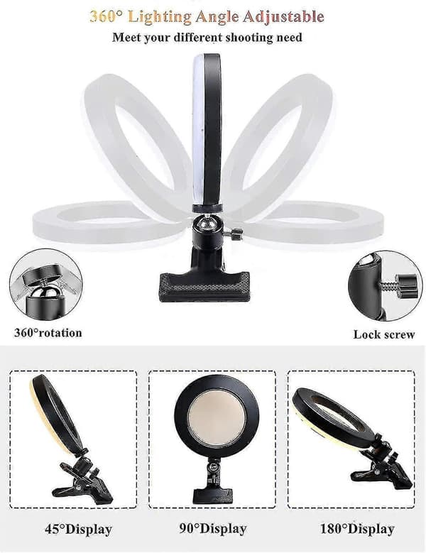 Videokonferencebelysning 6-tommer Selfie Ring Light NIUNIU[D]