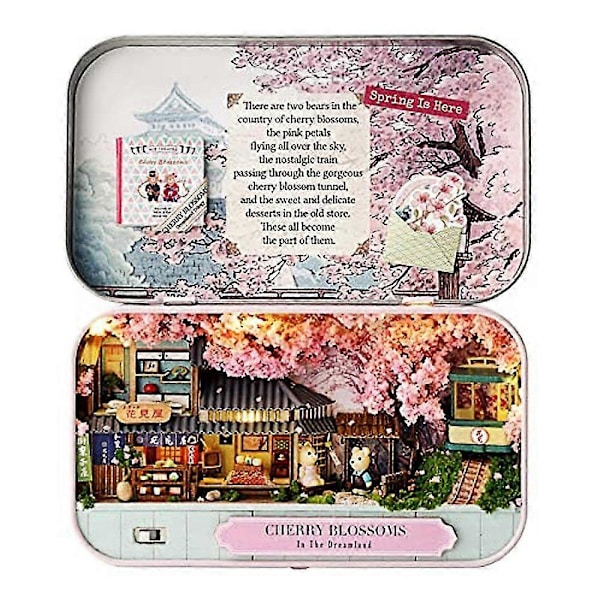 Tee-se-itse Nukkekodin Laatikko Teatteri Nukkekotisarja Huonekalut Pienoiskoossa Lapsille Lahjalelu [D] Multicolor The Realm of Cherry Blossoms