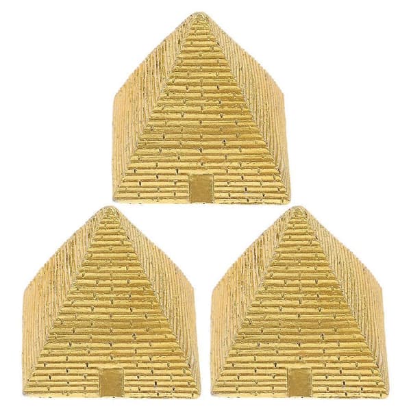Mini Egyptisk Pyramide Resin Figur til Skrivebordsdekorasjon 3 stk [D]
