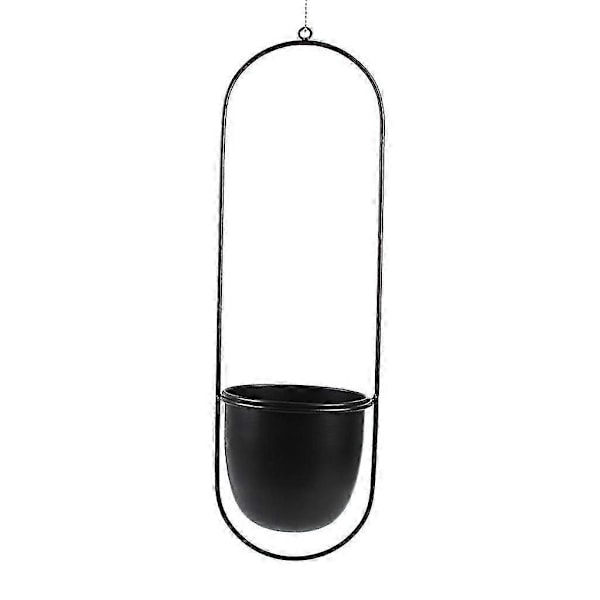 Nordisk Vägg Modern Stil Metall Växt Hängare Minimalistisk Plantering Mid Century Blomkruka för inomhus och utomhus (Rund Form)[D] Black