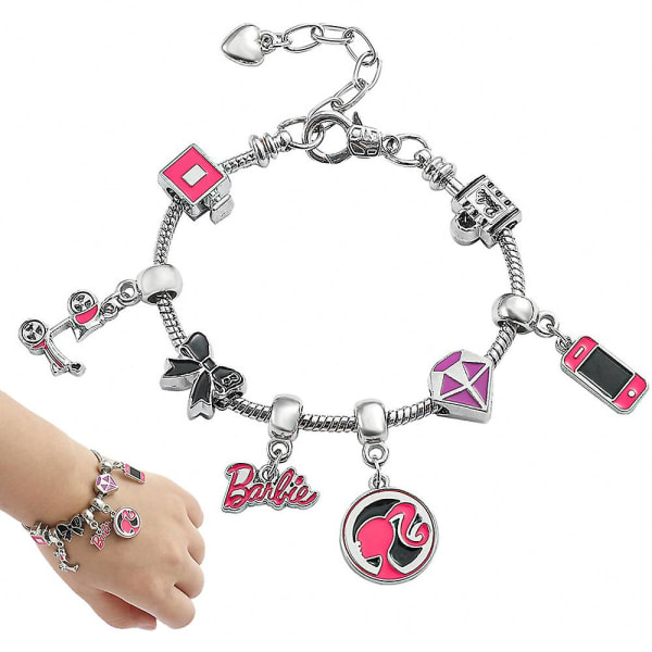 Womens Girls Barbie Charm Bracelets Pink Barbie Cute Pendant Jewellery Birthday Gifts [kk]