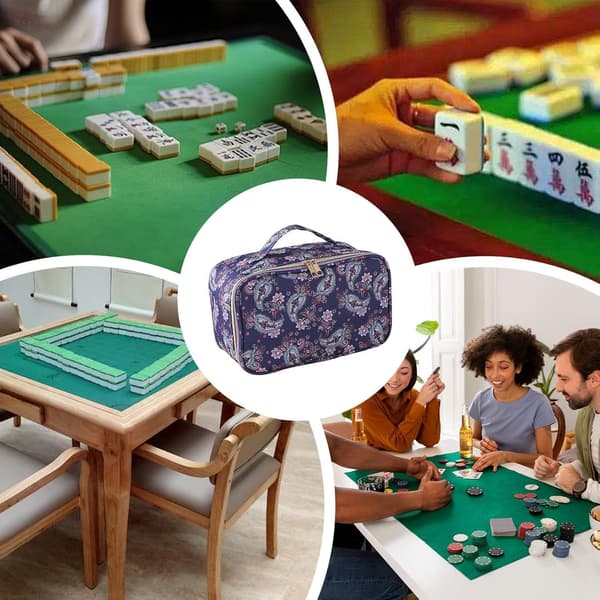 Mahjongväska, förvaringslåda för spel och resor | Mahjonglåda med stor kapacitet (D)