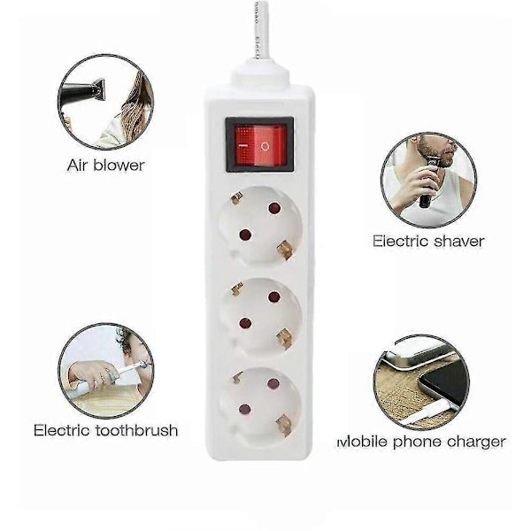 EU-standard adapter stikkontaktlist med konverter 16A plugg 3 port
