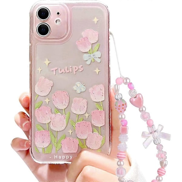 Kompatibel med iPhone 7 Deksel, iPhone 8 Deksel, iPhone SE 2020/SE 2022 Deksel Blomst og Tulipan Design Søt Sløyfeknute Jordbær Perlekjede Slim Sof[D] iPhone 12-6.1 inch
