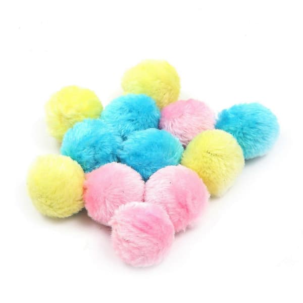 6 stk. Kat Legetøj Bolde, Elastisk Bold, Farverig Pompom, Fluffy[D]