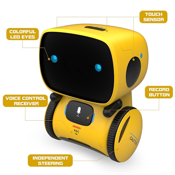 Interaktive Smart Robot Legetøj, Intelligent Robot Legetøj til Børn, Piger og Drenge Robot Legetøj 3-9 År, Stemmestyring & Berøringssans[D] Yellow