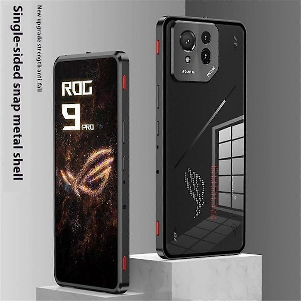 Skal för Asus ROG Phone 9 Pro 5G Phone 9 5G Metallram Härdat Glas Baksida Mobilskal med Slide[D] Multicolor Tarnish