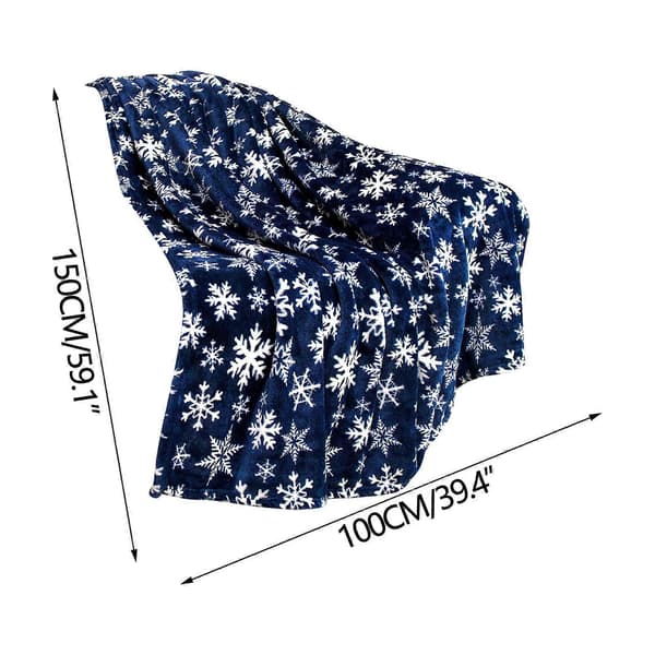 Julekastetæppe, jule-sofatæppe med julemand, rensdyr & snefnugprint, flannel vinter varm sofadekoration[D] D 100*150cm