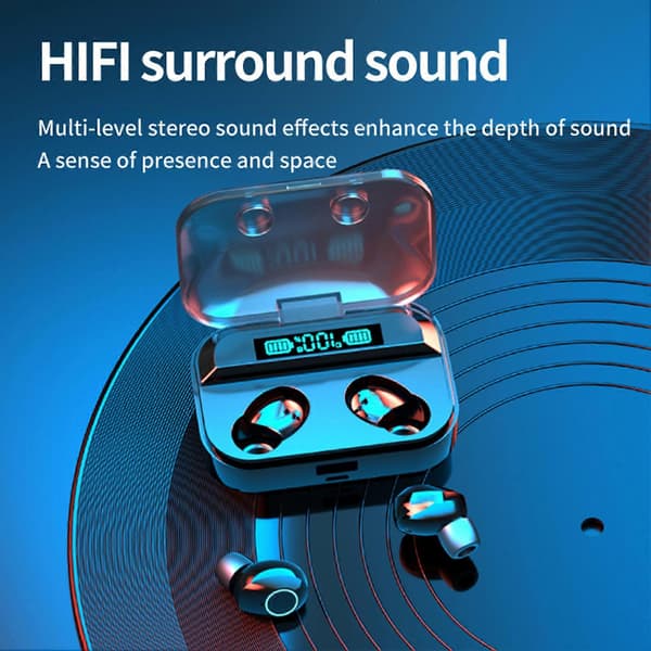 Smart BT Headset Touch Digital Display 5.1 Trådlöst Vattentätt In-Ear Headset HD Ljudkvalitet Bas Brusreducering[D]