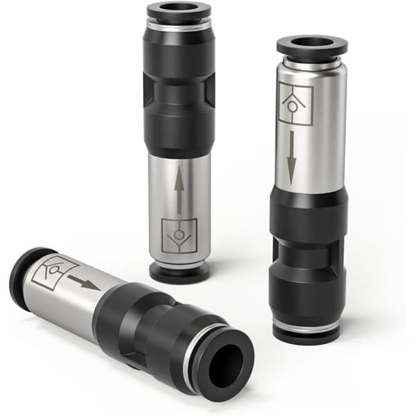 Rett pneumatisk tilbakeslagsventil, 3 stk, 6 mm, for tilkobling til trykkluftutløp (D)