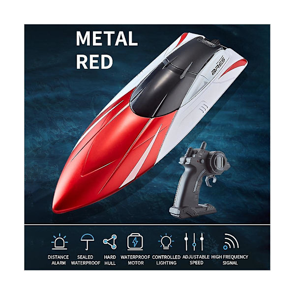 Rc Vene 2.4G Kaksoisperäsinmoottori Vedenpitävä Nopea Vene Lelut Lahja Lapsille Lasten Mallilelu Rem[D] Red
