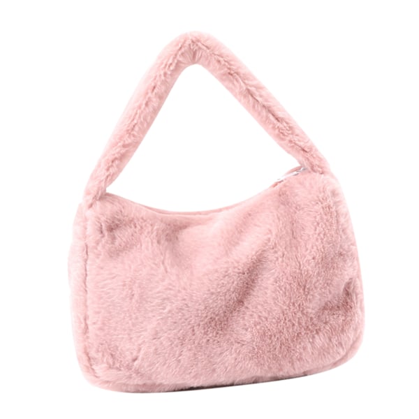Plys Tote Taske til Kvinder Enkel Skuldertaske Stor Kapacitet Casual Håndtaske til Daglig Indkøb Pink One Size[C]