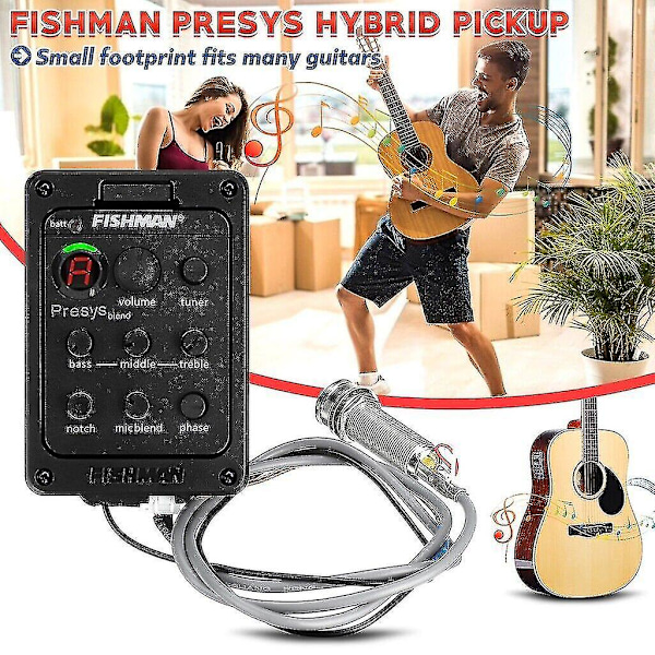 Fishman 4-bands 301 EQ-tuner piezo mikrofon Presys Blend akustisk gitarr pickup preamp
