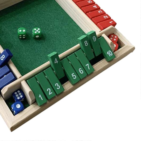 Shut The Box Brädspel (2-) Vuxna 4-sidigt Träbrädspel, 2 + Shut The Box[D]