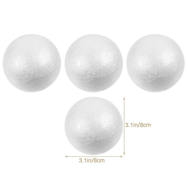 Børnebold Håndværksmateriale Solid Bold DIY Maleri Pædagogisk Legetøj 8cm 20 stk. Hvid[D]