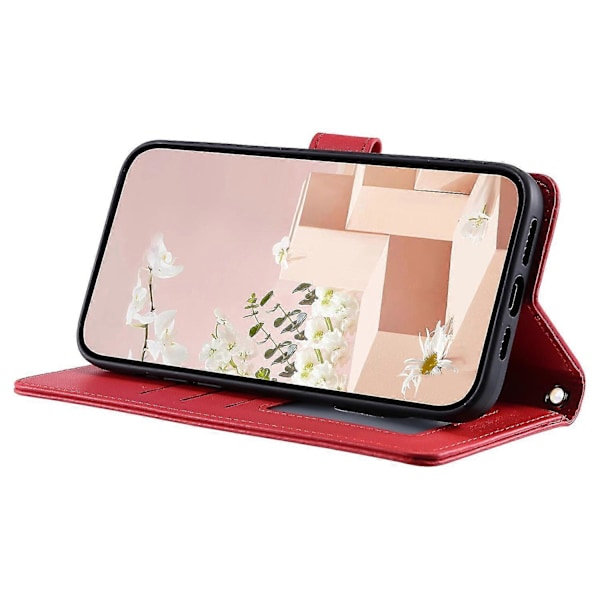 Samsung Galaxy A33 5G Nahkakotelo Ruutukuvioinen Puhelinkotelo Lompakolla ja Jalustalla -[D] Red Samsung Galaxy A33 5G