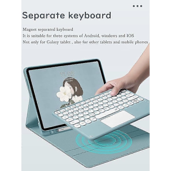 Galaxy Tab S6 Lite 10,4 Tommer 2020 Modell Sm-p610 Sm-p615 Tastaturveske Med Touchpad Søt Rund Nøkkel Farge Tastatur Avtakbar Bluetooth Touch Tastatur dark green