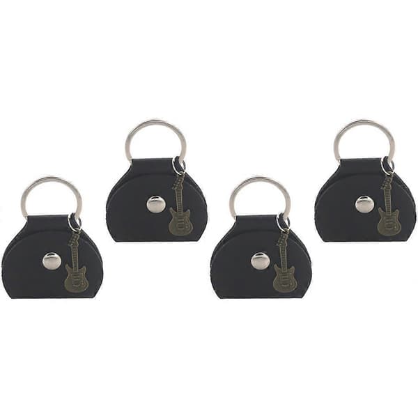 Plektrumhållare Nyckelring för Gitarrister Rektangulär Svart Metall 4st[D] Black 5.5x7x0.8cm