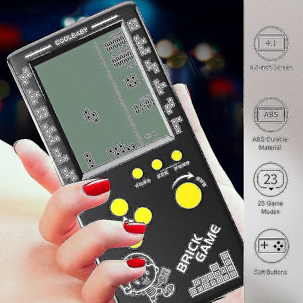 Rs-100 Tetris Spelkonsol Klassiskt Blockspel Pusselspel Spelare Handhållen Spelmaskin Tegelspel Batterier Ingår Intebeyamis G Blue