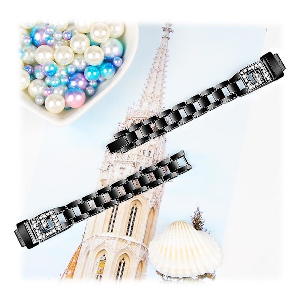 For Fitbit Inspire 3 G-form Rhinestone Dekor Metall Armbånd Erstatning Klokkereim Black, Black Style A Fitbit Inspire 3