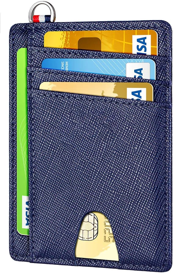 Liten plånbok med stöldskyddsfunktioner, minimalistisk design